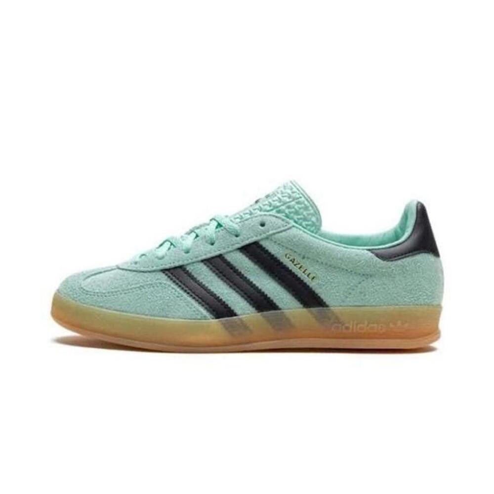 adidas Gazelle Mint Green Suede with Black Stripes and Gum Sole